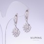 Xuping Earrings with White Cubic Zirconia, 35 mm length, 14 mm width, Rhodium-Plated