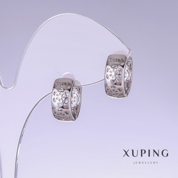 Xuping Earrings, length 14mm, thickness 6mm rhodium