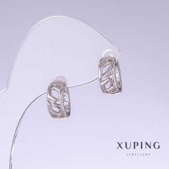 Xuping Earrings, 12mm length, 5mm thickness, rhodium