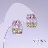 Xuping Earrings with Multicolored Zircons, 11 mm long, 10 mm thick, Rhodium-plated