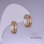 Xuping earrings with white crystals 15x4 mm rhodium, 18k gold plating