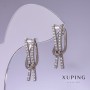 Xuping Earrings with White Crystals 25x7mm Rhodium-Plated