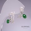 Xuping Earrings with Green Zircons Stars 17x14mm Rhodium