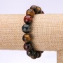 Bracelet Bull's Eye, Hawk's Eye, Tiger's Eye, 12 mm diameter, 18 cm circumference on elastic