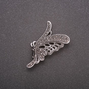 Butterfly Brooch in Drip Silver color 42×27mm