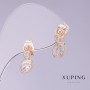 Xuping Earrings with White Cubic Zirconia, 6 mm Diameter, 14 mm Length, 18k Gold Plating