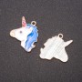 Unicorn pendant blue enamel finish, 5 pcs, 25x19 mm