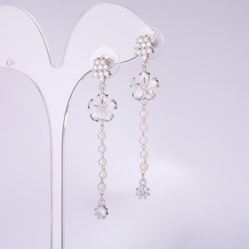 Long Earrings 925 Flowers Series, 11 mm Thick, 60 mm Length