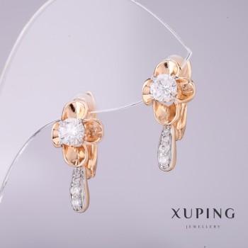 Xuping Earrings with White Stones 20x10mm 18K Gold Plating