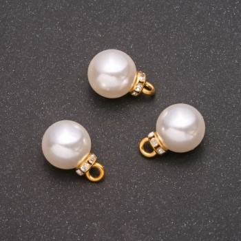 Pendant Finding 'Pearl' (plastic) Yellow metal 12x17 mm, hole diameter 1.8 mm, finish 10 pcs +