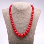Pressed coral necklace, rondelle beads, graduated in size, diameters 8×6 mm and 20×14 mm, length 50 cm