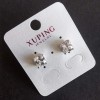 Xuping Stud Earrings with White Stones in a Square 8mm Rhodium-Plated Setting