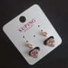 Xuping Earrings: Hearts with Pink Crystals, 20x10mm, 18K Gold Plating, Rhodium