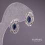 Xuping Earrings with Blue Stones 17x12mm Rhodium Plated