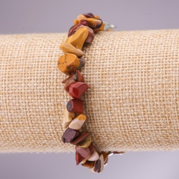 Mookaite jasper chip bracelet on elastic, 5–8 mm beads, 18 cm long