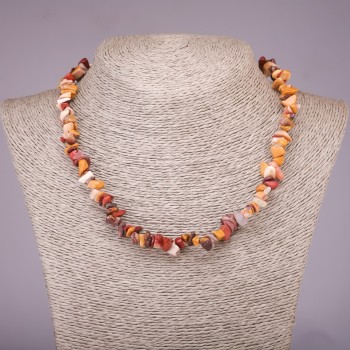 Natural Stone Mookaite Jasper Necklace, granulated beads 5–8 mm, length 42–48 cm