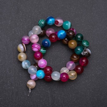 Multicolor Eye Agate Beads, 8 mm diameter, 38 cm strand
