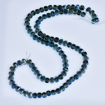 Gray Swarovski-style crystal beads with Blue Petrol coating, faceted gray balls, 5x4 mm, 48 cm strand