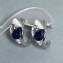 Earrings 'Elegant' silver-plated metal / blue rhinestone / "cat's eye" / 23 × 12 mm