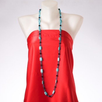 Уцінка Намиста довгі "Сузір'я Оріона" нат камінь Бірюза, "чеський кришталь", довжина 120см