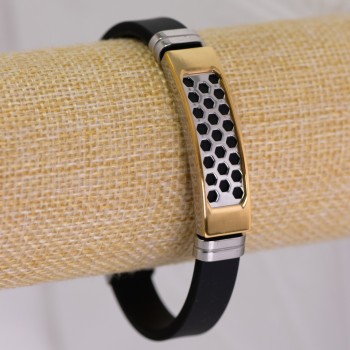 Браслет каучуковий сталева планка, товщина 10мм, довжина 21см