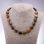 Tiger's Eye natural stone necklace, flat oval, 13x18 mm, length 45 cm