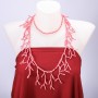 Long pink bead necklace 'Branches', length 105 cm