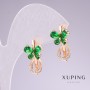 Xuping Earrings with 18K Gold Plating, Green Stones and White Crystals 20×11mm