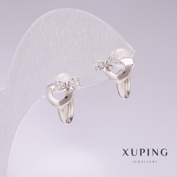 Xuping Rhodium-Plated Earrings with White Crystals 11x17mm