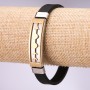 Men's rubber bracelet with Heart plate, length 20 cm, thickness 10 mm, color 'gold', 'rhodium'