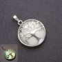 Onyx Pendant with Green Glow in a Tree Bezel, 27 mm Diameter