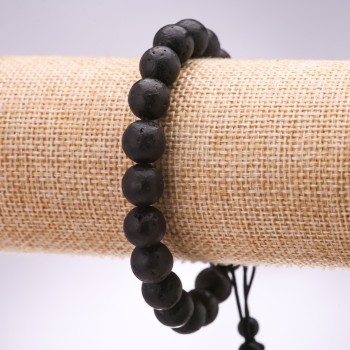Lava bracelet, 10mm diameter, 18-24 cm length, adjustable