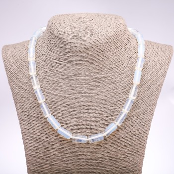 Moonstone Necklace (Synthetic) Cylindrical Beads, 8×17 mm, 45 cm length