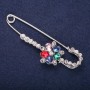 Flower Brooch Pin with White Crystals and Colorful Stones