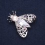 Butterfly Brooch, silver-toned metal with a bead, rhinestones and a crystal, 34x35mm +
