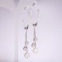 Hoop earrings with pendants, 925 sterling silver, white beads, 95×2 mm, silver-tone metal