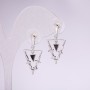 Stud Earrings Triangles, 925 sterling silver, crystals, white color, 14×28 mm, silver-tone metal