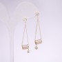 925 Series Drop Earrings with White Crystals, 48x9 mm, Gold-Toned Metal