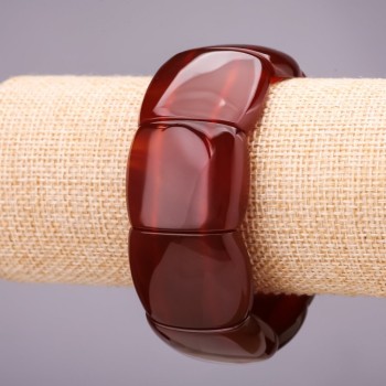 Браслет на резинці натуральний Сердолік гладка ланка 30х25мм+- обхват 18см+