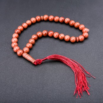Prayer beads made of Aventurine stone, Golden Sand (synthetic) 33 beads, 10mm diameter+