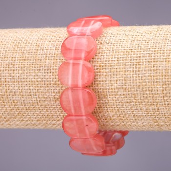 Watermelon Tourmaline Bracelet, 18×14 mm links, 18 cm length on elastic