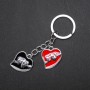 Heart-shaped keychain in metal color 'silver', length 95mm