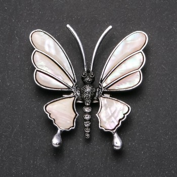 Butterfly Brooch-Pendant with Mother-of-Pearl 53x51mm