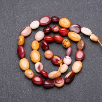 Mookaite Jasper beads, faceted, diameter 10x13 mm (+/-), length 38 cm