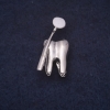 Tooth Brooch 18×31 mm enamel, white, silver-tone metal