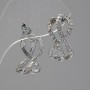 Infinity stud earrings, white crystals, silver-plated metal, 2 cm