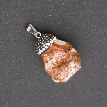 Pendant 'Acorn' made of Landscape Jasper stone 32×20 mm (±)