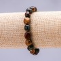 Elastic bracelet with Tiger's Eye, Bull's Eye, and Hawk's Eye, faceted 8x10 mm (±)