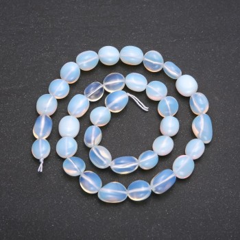 Moonstone beads on a thread, faceted, 10x12 mm diameter, 38 cm length