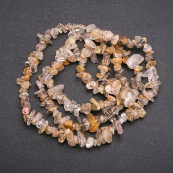 Hair Quartz Beads on Thread, Chip, 7 mm diameter, 80 cm length